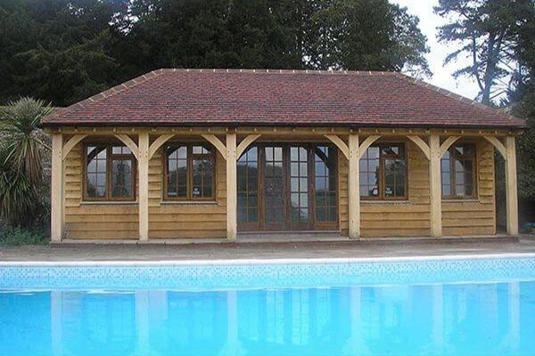 Bespoke Oak Poolhouse with 4 Windows and Double Doors