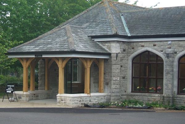 Oak framed building entrance