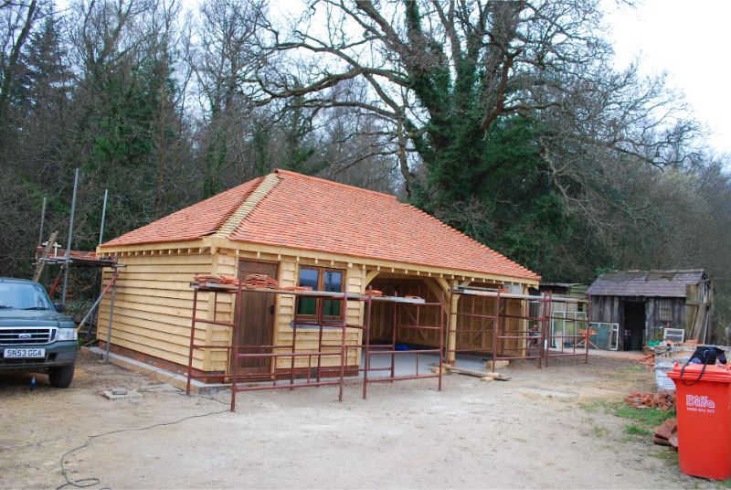 Oak hut under construction