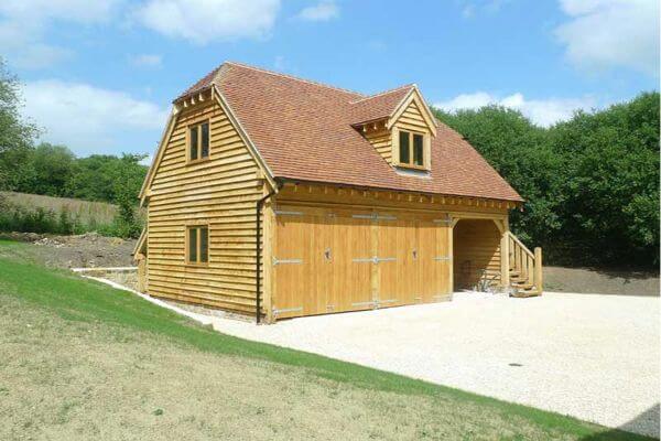 Upper Floor Oak Framed Building with Garage and Staircase