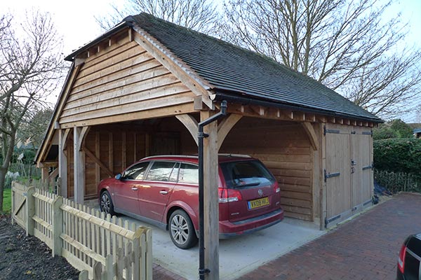 one car oak garage