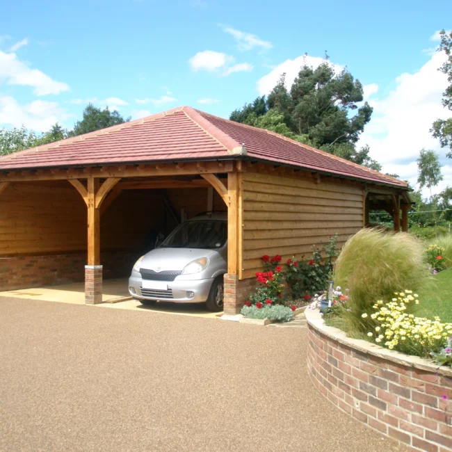 2 bay oak frame open bay garage oakcraft