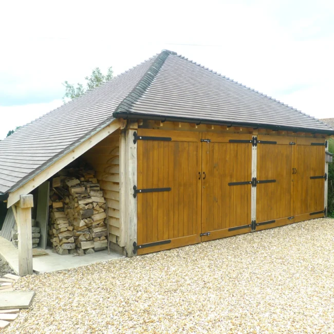 2 bay oak garages log storage oakcraft