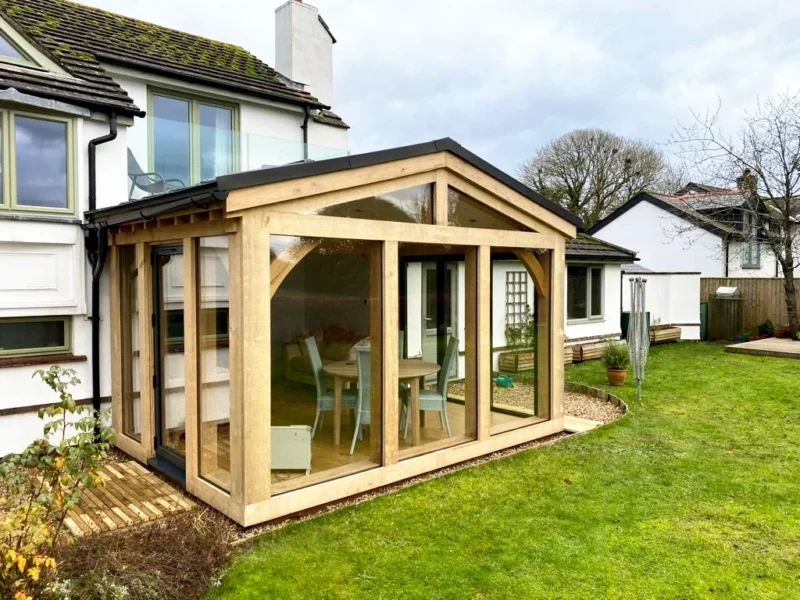 Garden room oak frame extensions side view oakcraft