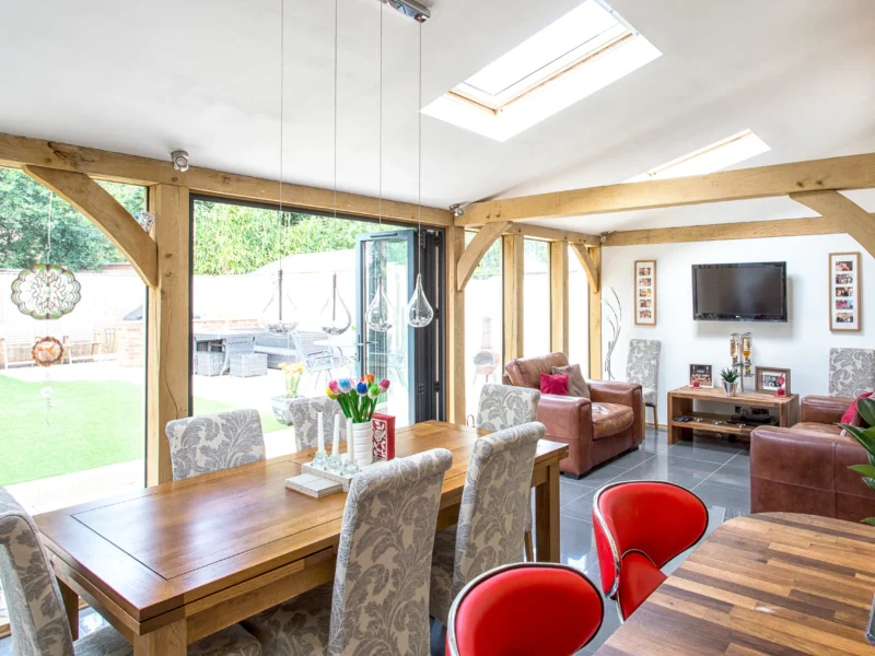 Oak frame garden room kitchen extension