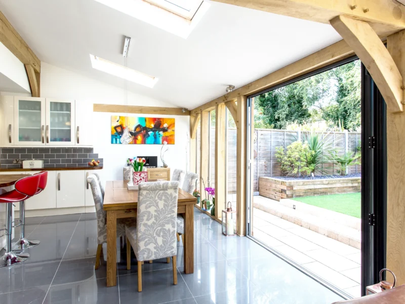 Oak frame garden room kitchen extension