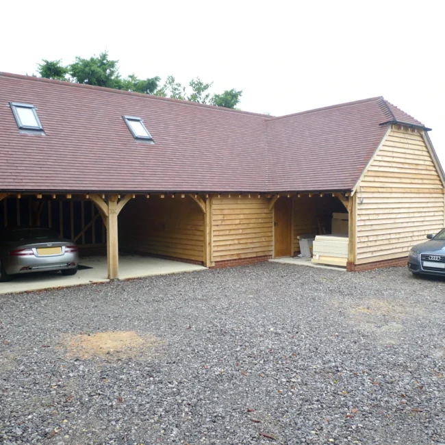 L shaped garages upper floor open bays side door oakcraft